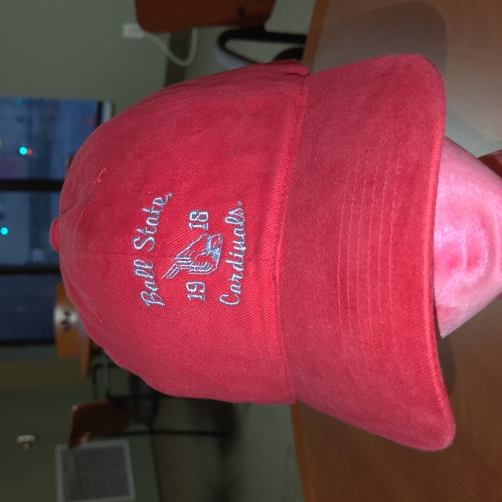 Ball State Cardinals Embroidered Logo Strapback Hat - Red Gray